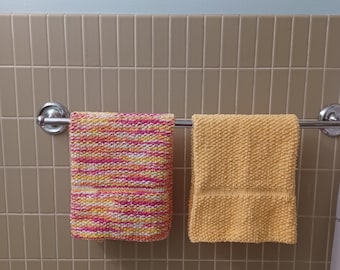Knit cotton hand towels, guest towels, kitchen towels, knit hand towel.