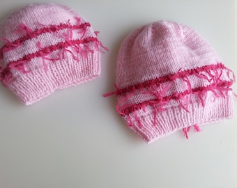 Knit Toddler Hats/Knit Girl Hats/Girls Knit Hats/Kids Knit Hats/Pink Knit Hats/Hand Knit Hats/Children Hats