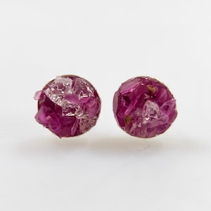 Ruby Quartz Chip Earrings: Sterling Silver Studs, July Birthstone