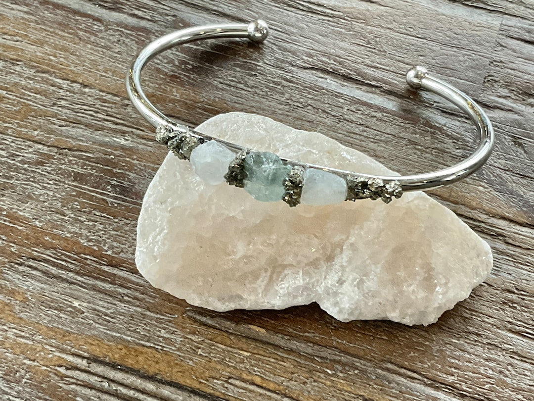 Sparkling Aquamarine and Moonstone With Pyrite/silver or Gold Etsy