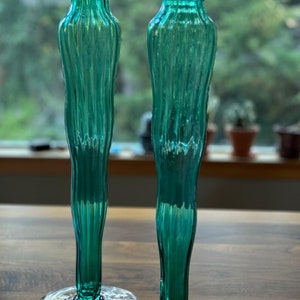 Beautiful Hand-Blown Murano Italian Art Glass Candlestick Pair