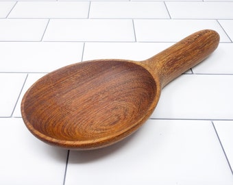 Earlywood - short  handled wood serving spoon / easy to grip / wide & deep bowl / rice spoon / sturdy, hardwood / handmade/ made in usa