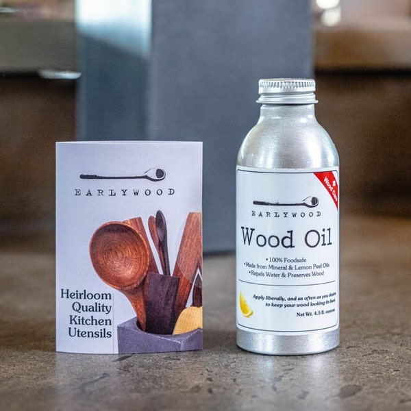 Earlywood - Butcher Block Oil / Food Grade Wood Oil / 4.5 oz. / mineral oil and lemon peel oil / safe on all wood utensils & cutting boards