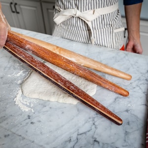 Earlywood - wood french rolling pin for pasta, pastry, cookies, pizza dough / tapered 20 inch / perfect gift for baker / handmade in USA