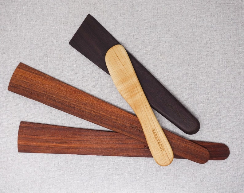 Earlywood Essentials four piece wood utensil set / two large spatulas, one scraper, one lg. spreader / made in usa / perfect gift set image 2