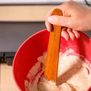 Earlywood - small flat wood spatula, saute utensil / flips pancakes, eggs, burgers & more / non-scratch / made in the usa / perfect gift