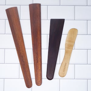 Earlywood Essentials four piece wood utensil set / two large spatulas, one scraper, one lg. spreader / made in usa / perfect gift set image 1