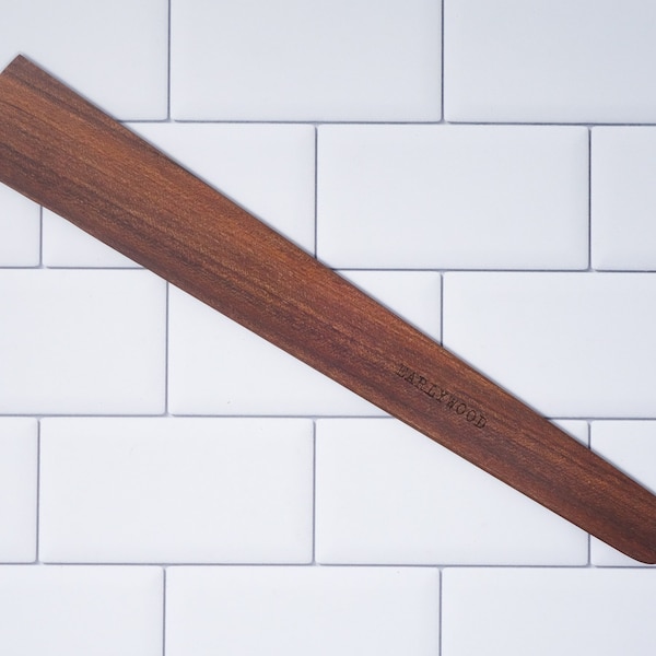 Earlywood - 13" large flat wood spatula /long flat edge / hardwood turner / flip pancakes, eggs, burgers, etc. / thin wooden utensil / spoon
