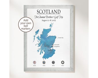 Scotland Golf Trip Map: Custom Golf Keepsake