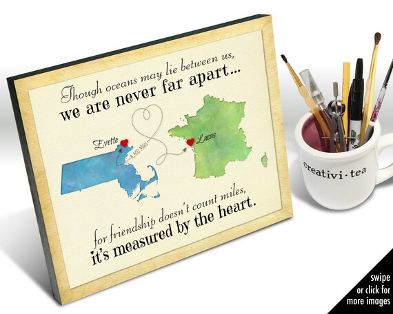 Never Far Apart 2 Plaats Kaart Cadeau voor Vriend die ver weg - Etsy  Nederland