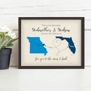 Fern Patenkind Geschenk, Patenkind Geschenk, Patenkind Geschenk für Patensohn, Erster Geburtstag Geschenk, 2 Platzkarte Canvas