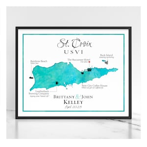 St. Croix Wedding Map, Personalized Map of St. Croix Honeymoon, St. Croix Travel Keepsake Map, Wall Map of St. Croix for Vacation Home