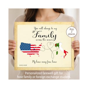 Host Family Gift Map: Foreign Exchange Student Gift – Personalized Goodbye Gift – Long Distance Map Art