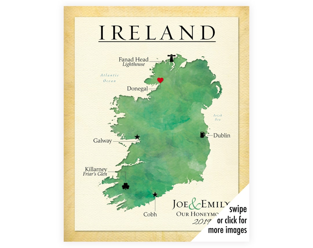 Custom Ireland Map Keepsake Map of Ireland Gift Ireland Etsy