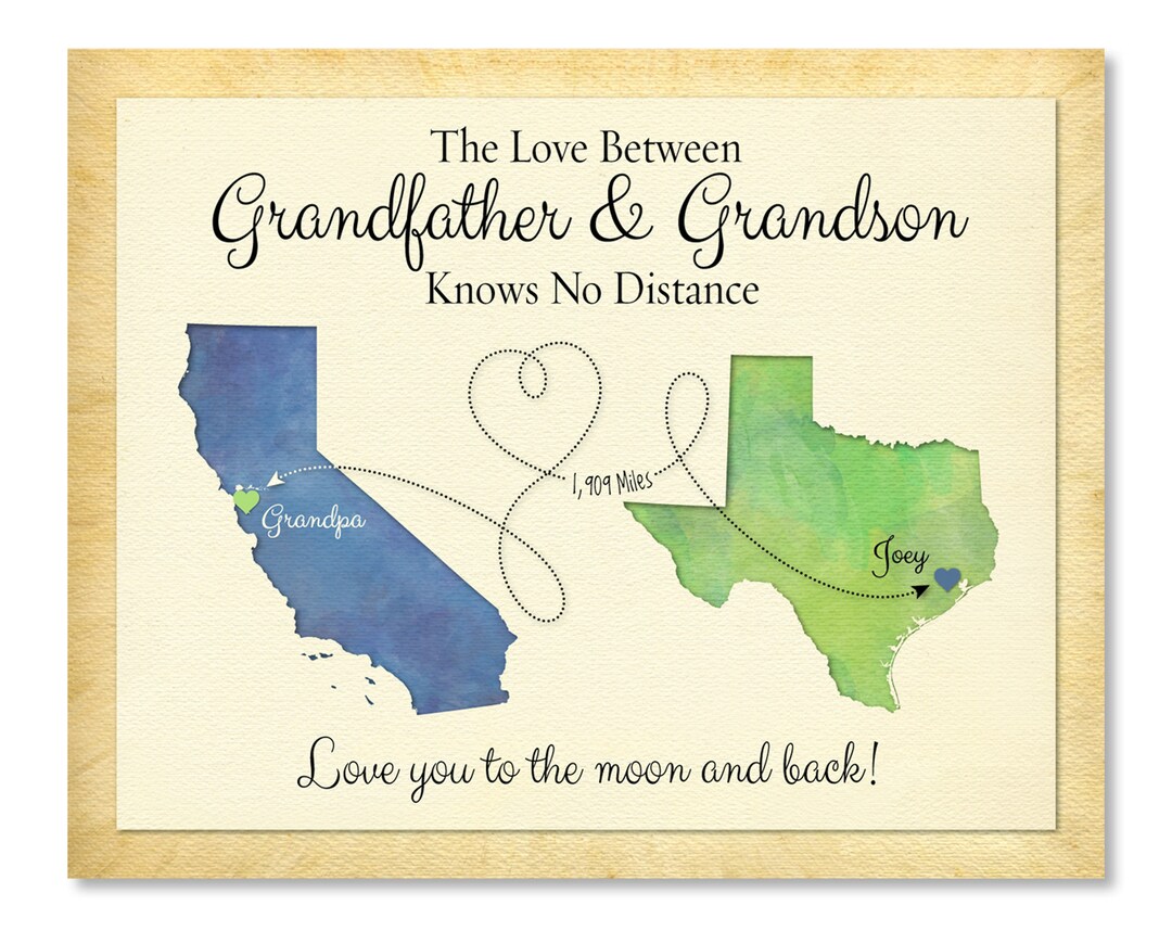Long Distance Grandfather Gift From Grandson Distance Grandpa Etsy