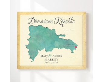 Punta Cana Wedding Map Art: Dominican Republic Honeymoon Gift