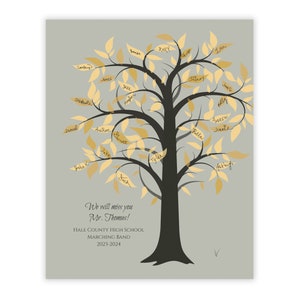 Band Director Going Away Signature Tree Gift, End of the Year Gift for Band Teacher, Tree With Leaves to Sign from Students