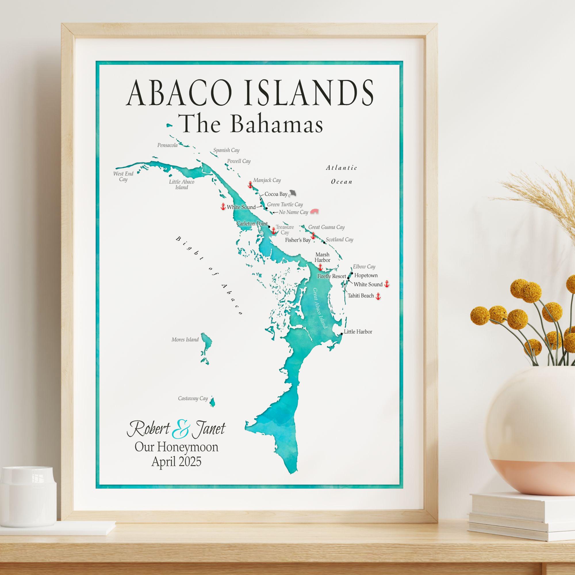 Personalized Abaco Island Map Print: Tropical Keepsake Gift - Etsy