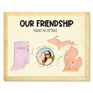 Unsere Freundschaft kennt keine Distanz Weihnachtsgeschenk für Langstreckenfreunde, Freundschaftsgeschenk mit Foto