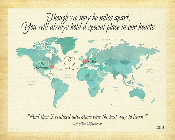Gift For Foreign Exchange Student Personalized World Map Etsy