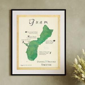 Guam Honeymoon Keepsake Map Gift, Guam Wedding Gift Map, Guam Map Anniversary Gift, Guam Vacation Gift Idea, Guam Trip Souvenir Map