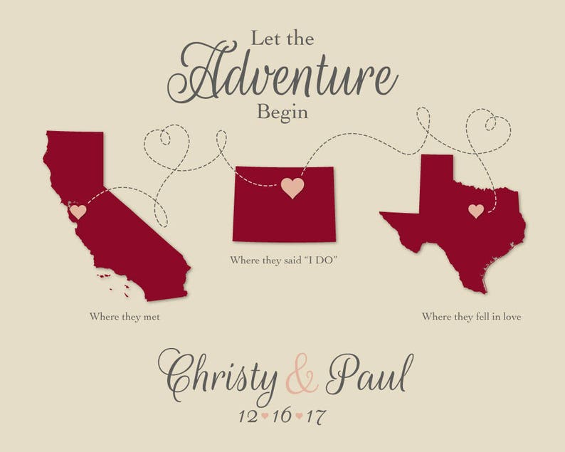 Let the Adventure Begin Alternative Guest Book Idea Wedding Gift Idea Wedding Reception Decor Where they said I DO Gift Print