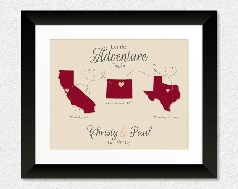 Let the Adventure Begin Alternative Guest Book Idea Wedding Gift Idea Wedding Reception Decor Where they said I DO Gift Print