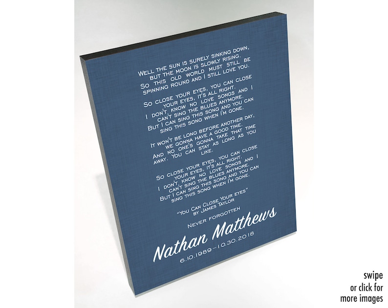 Personalized Memorial Plaque for Man Song Lyrics or Poem Etsy
