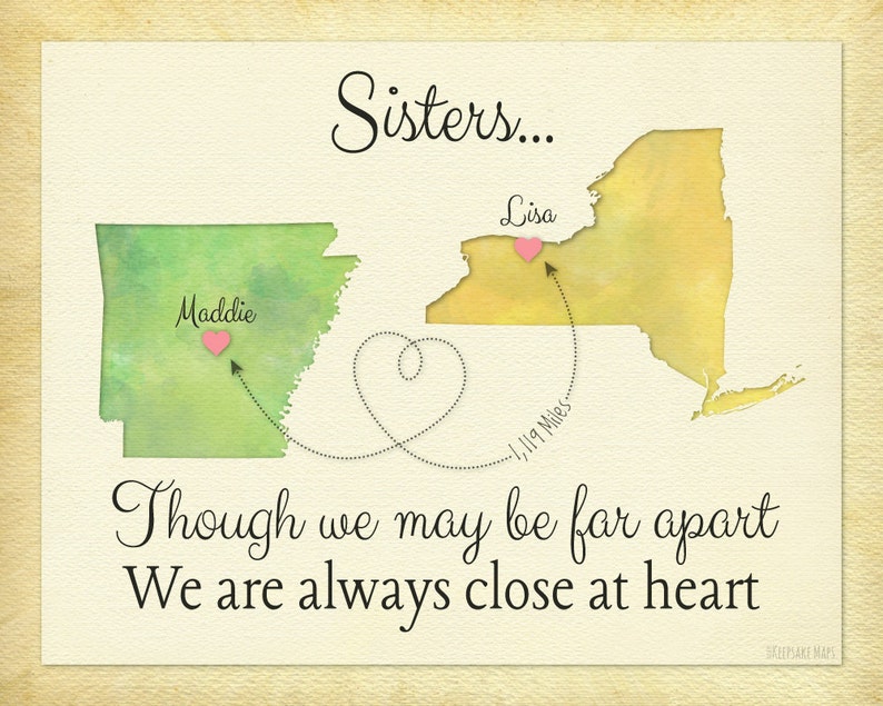 2-states-sister-far-apart-gift-sister-long-distance-keepsake-etsy