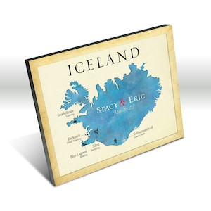 Iceland Map Honeymoon Gift, Keepsake Map of Iceland Trip, Iceland Wedding Gift, Custom Map of Iceland Canvas, Iceland Adventure Souvenir Map