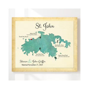 Personalized St. John USVI Map Print: Travel Keepsake Gift