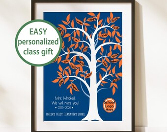 End of the Year Teacher Gift: Personalized Signature Tree – Wide Selection of Colors