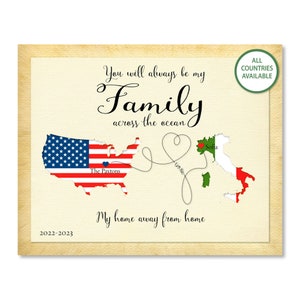 Gift for Host Family, Family Across the Ocean Foreign Exchange Gift, Au Pair Going Home Gift