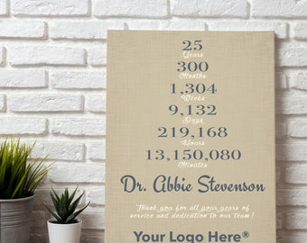 25 Years Anniversary Plaques for Physicians, Medical Employee Anniversary Gift, Personalized Retirement Gift, Employee Recognition Gift
