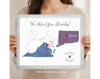 Personalized Coworker Leaving Gift Map Print – Adventure Keepsake
