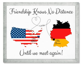 US and Germany Maps for Friends, Moving Away Gift for Friends, Military Friends Personalized Gift Print, Customize With Any Two Countries