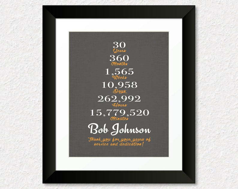 30 Year Anniversary Gift, 15 Year Work Anniversary Gift, Employee Gift, Employee Appreciation Gift, Gift for Coworker, Company Gift image 3