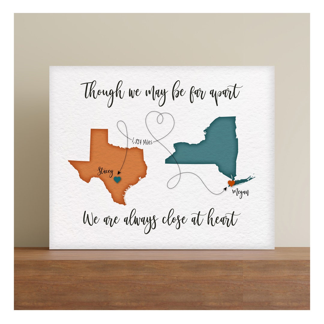 Though We May Be Far Apart Gift for Friend Who Lives Far Away, Going Away Gift, BFF Gift Idea