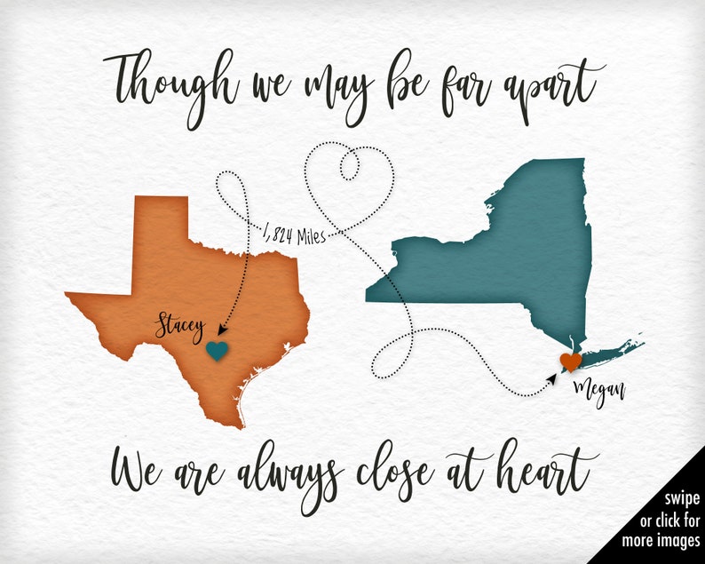 Though we may be far Apart Gift for Friend Who Lives Far Away Etsy
