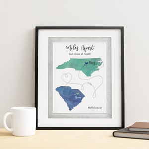 Miles Apart but Close at Heart Birthday Gift for Friend Who Lives Far Away Personalized Long Distance Gift