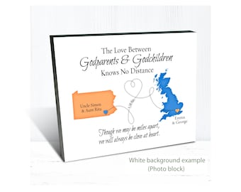 Personalized Godparent Godchildren Map Gift – Custom Long Distance Keepsake Art