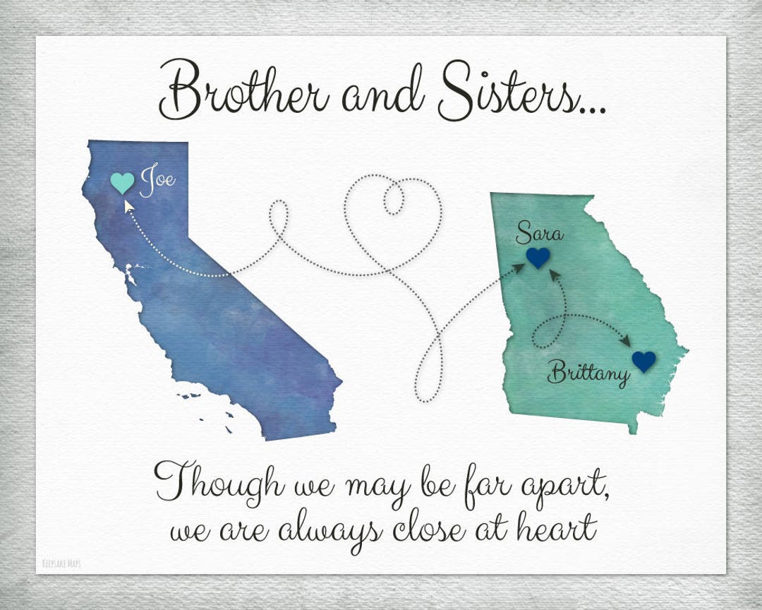 Moving Away Gift for Brother From Sisters Keepsake Map Gift image