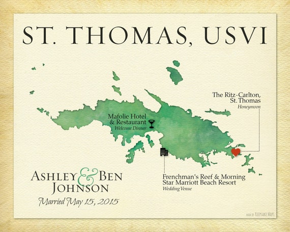 Personalized St. Thomas USVI Map Print Map of St. Thomas | Etsy