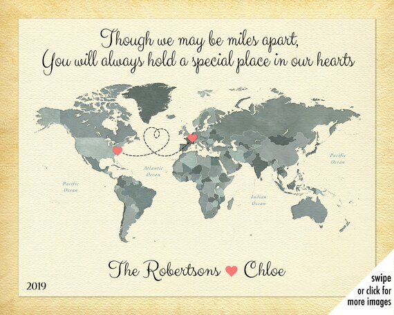 Gift For Foreign Exchange Student Personalized World Map Etsy