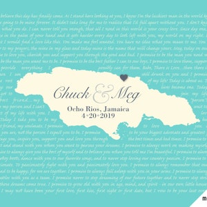 Song Lyrics Custom Map of Jamaica, Jamaica Wedding Keepsake Map Gift, Personalized Anniversary Present