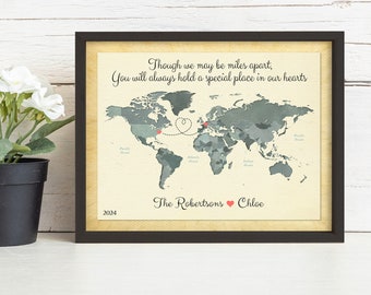 Gift for Foreign Exchange Student, Personalized World Map Gift, New Friendships Know No Distance, Host Family Gift, Gift Idea for Au Pair