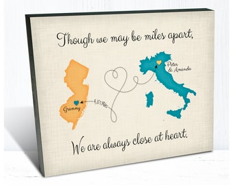 Moving Away Gift Idea, Though we May be Far Apart Quote, Gift for Grandparents, Going Away Gift for Family, Map Art, Any 2 Places