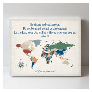 Cadeau de remise des diplômes religieux pour lui, verset de la Bible sur une carte du monde personnalisée, cadeau de remise des diplômes inspirant pour son fils, cadeau de remise des diplômes chrétien