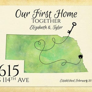 Nebraska State Map Gift, Unique First Home Gift, Keepsake Map - TODOS LOS ESTADOS DISPONIBLES
