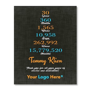 30 Year Anniversary Gift, 15 Year Work Anniversary Gift, Employee Gift, Employee Appreciation Gift,  Gift for Coworker, Company Gift